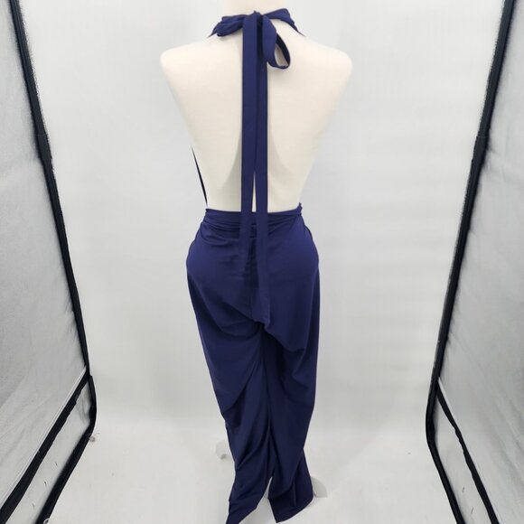 HALARA Tie Front Wrap Palazzo Pants Wear 2 Ways Navy Large NWT - Picture 8 of 9